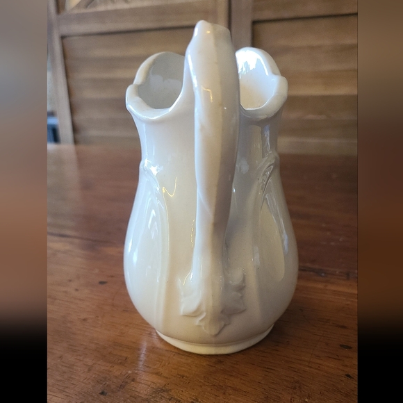 Ironstone Pitcher 19th Century White Ceramic Antique - Picture 4 of 6